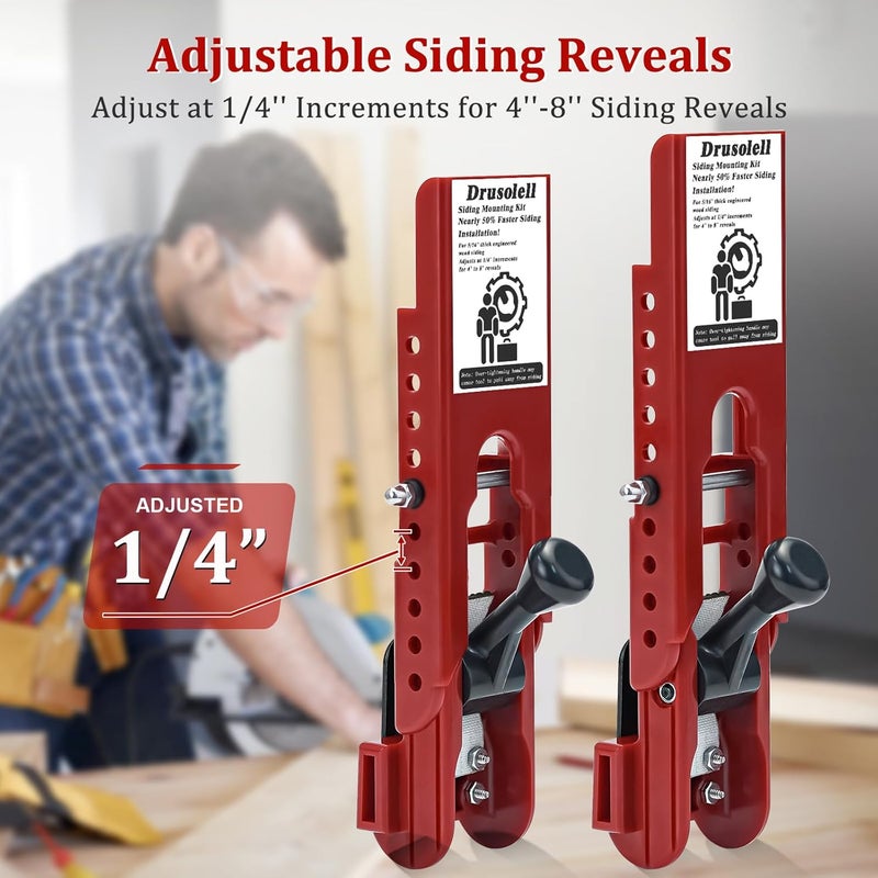 Drusolell Siding Installation Tools, Siding Mounting Kit with Adjustable Reveals, Lap Siding Gauge Made of Polycarbonate Body (Red, 5/16 Inch) - Image 3